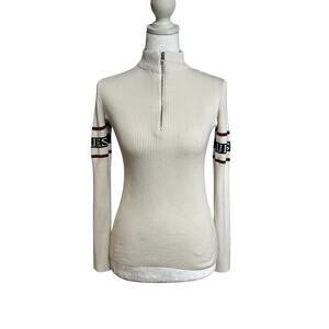 Guess Y2K white quarter zip ribbed fitted sweater